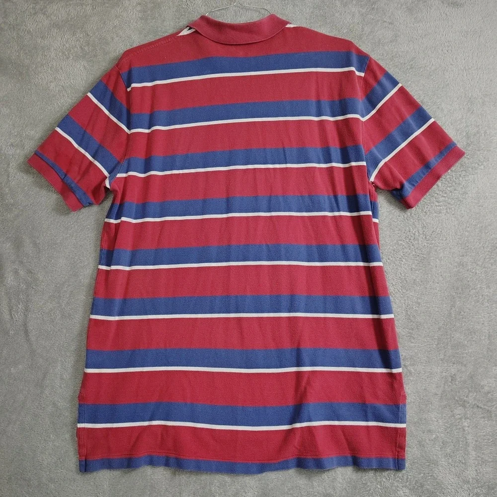 Polo By Ralph Lauren Vintage Striped Classic Collared Golf Polo Shirt Red‎ XL